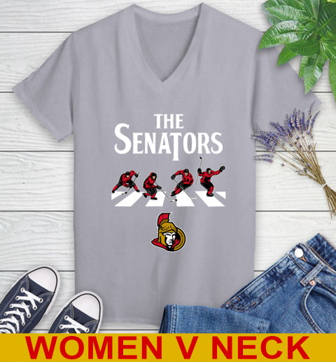 NHL Hockey Ottawa Senators The Beatles Rock Band Shirt Women's V-Neck T-Shirt 4