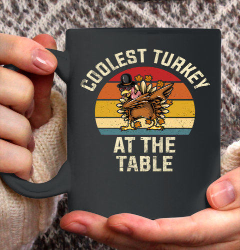 Thanksgiving Retro Coolest Turkey At The Table Funny Ceramic Mug 11oz