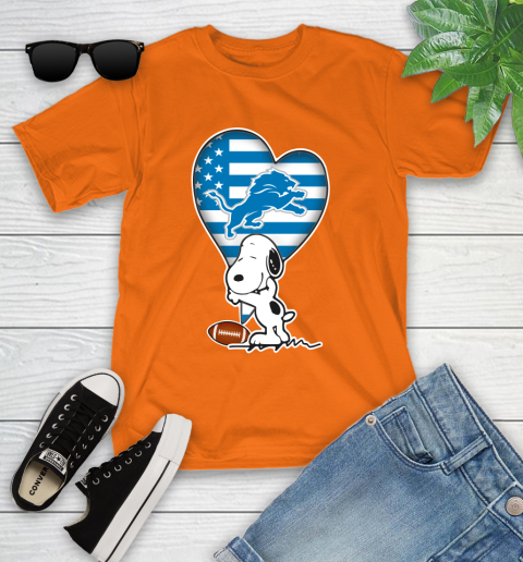 Detroit Lions NFL Football The Peanuts Movie Adorable Snoopy Youth T-Shirt 7