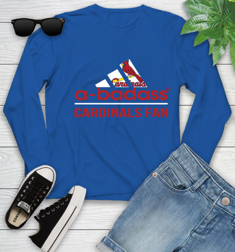 MLB A Badass St.Louis Cardinals Fan Adidas Baseball Sports Youth Long Sleeve 10