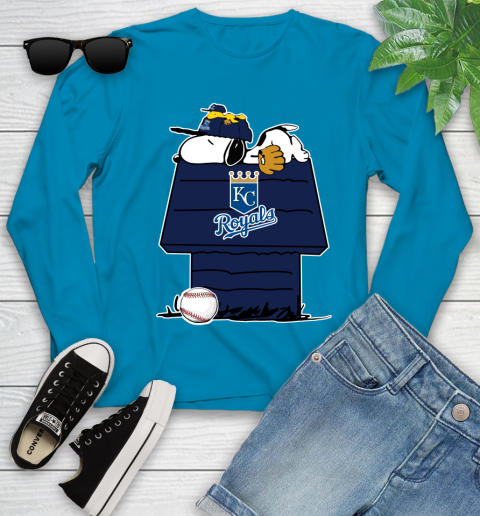 MLB Kansas City Royals Snoopy Woodstock The Peanuts Movie Baseball T Shirt Youth Long Sleeve 7