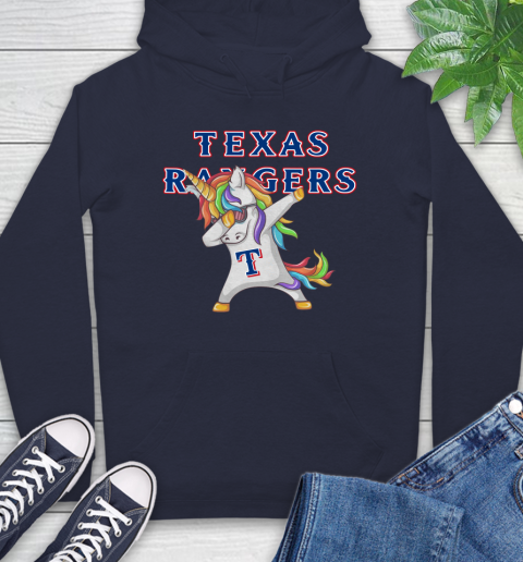 Texas Rangers MLB Baseball Funny Unicorn Dabbing Sports Hoodie 4