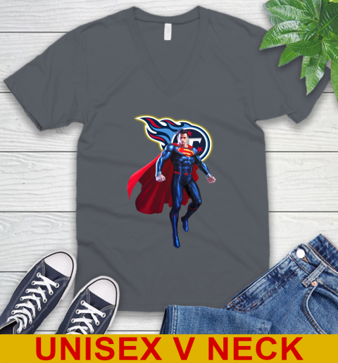 NFL Superman DC Sports Football Tennessee Titans V-Neck T-Shirt 5
