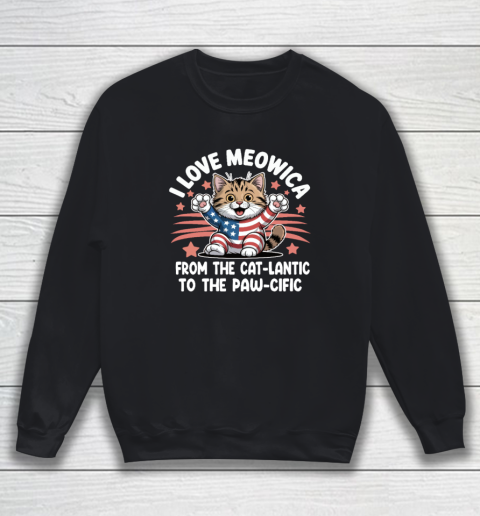 Patriotic Cat I Love Meowica USA Flag 4th of July Funny Cat Lover Sweatshirt
