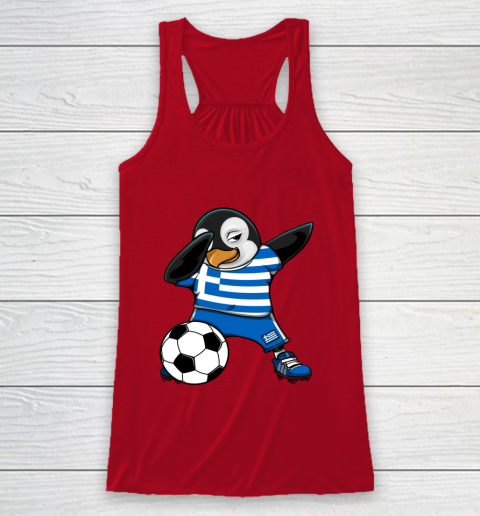 Dabbing Penguin Greece Soccer Fans Jersey Football Lovers Racerback Tank 4