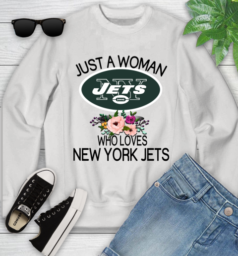 NFL Just A Woman Who Loves New York Jets Football Sports Youth Sweatshirt