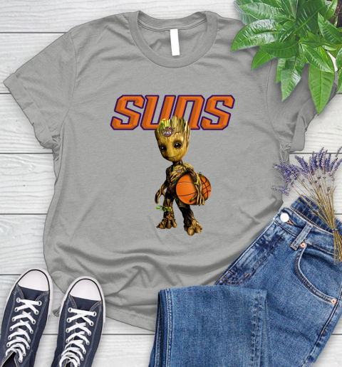 Phoenix Suns NBA Basketball Groot Marvel Guardians Of The Galaxy Women's T-Shirt 10