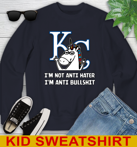 Los Angeles Angels MLB Baseball Unicorn I'm Not Anti Hater I'm Anti Bullshit (2) Youth Sweatshirt 3