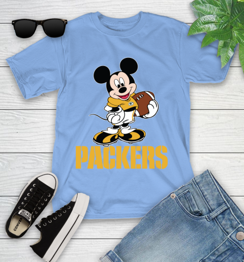 NFL Football Green Bay Packers Cheerful Mickey Mouse Shirt Youth T-Shirt 11