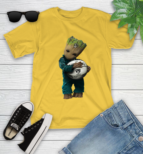 NBA Groot Guardians Of The Galaxy Basketball Sports Brooklyn Nets Youth T-Shirt 8