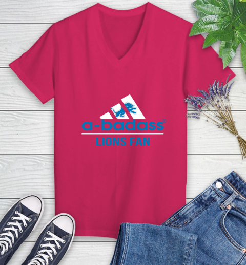 Detroit Lions NFL Football A Badass Adidas Adoring Fan Sports Women's V-Neck T-Shirt 9
