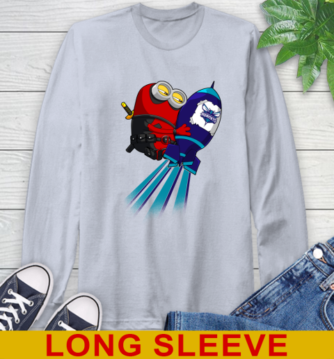 NBA Basketball Charlotte Hornets Deadpool Minion Marvel Shirt Long Sleeve T-Shirt 6