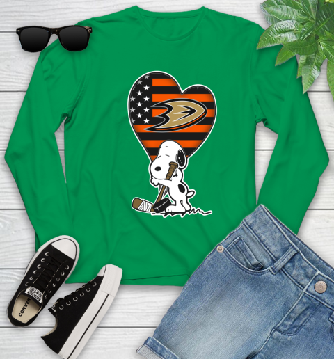 Anaheim Ducks NHL Hockey The Peanuts Movie Adorable Snoopy Youth Long Sleeve 6