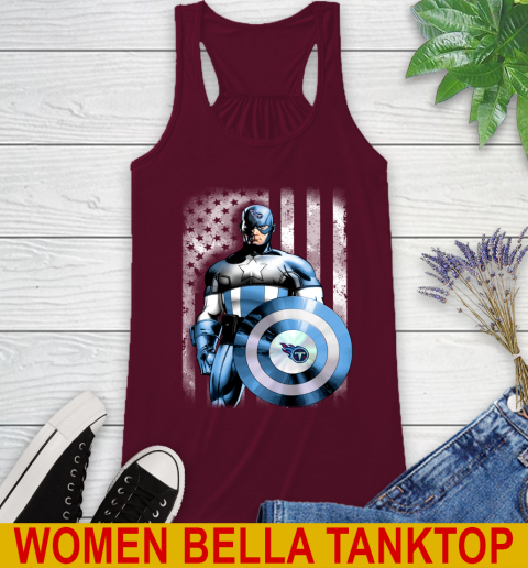Tennessee Titans NFL Football Captain America Marvel Avengers American Flag Shirt Racerback Tank 2