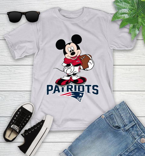 NFL Football New England Patriots Cheerful Mickey Mouse Shirt Youth T-Shirt 4