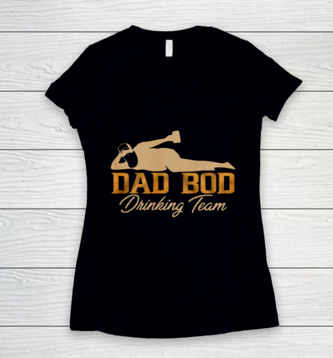Dad Bod Drinking Team Father Beer Drinker Retro Vintage Funny Women's V-Neck T-Shirt