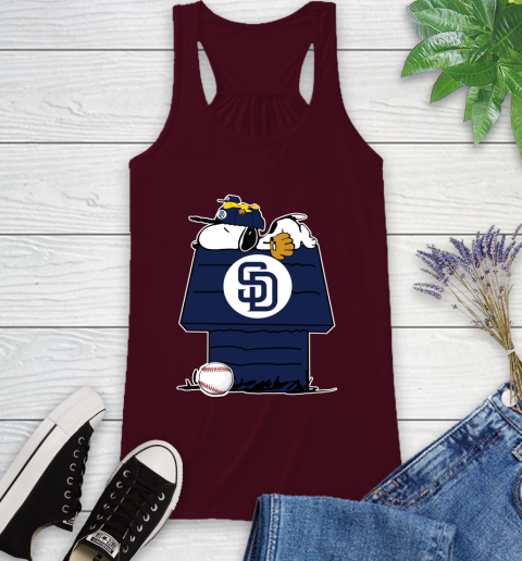 MLB San Diego Padres Snoopy Woodstock The Peanuts Movie Baseball T Shirt Racerback Tank 3