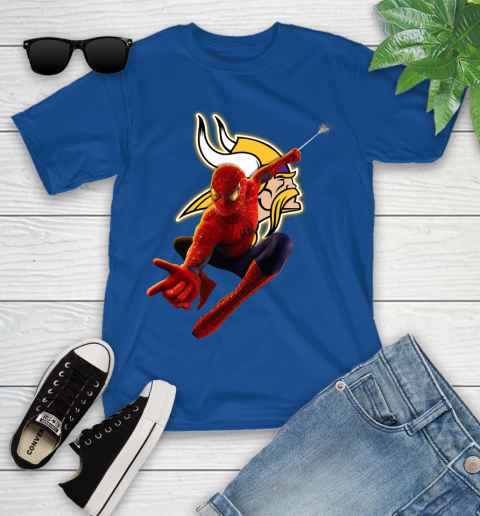 NFL Spider Man Avengers Endgame Football Minnesota Vikings Youth T-Shirt 9