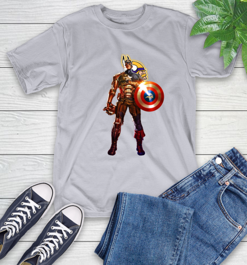 NFL Captain America Marvel Avengers Endgame Football Sports Minnesota Vikings T-Shirt 6