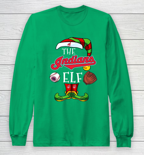 Cleveland Indians Christmas ELF Funny MLB Long Sleeve T Shirt Tee For Sports