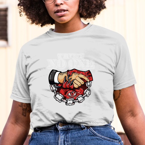 Trust No One Eye T Shirt To Matching Jordan 5 Paris Saint Germain Black Shirts Hip Hop Tshirts Sneakers Matching