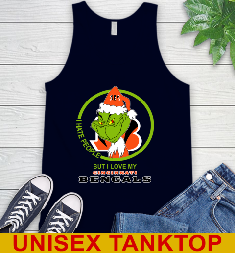 Cincinnati Bengals NFL Christmas Grinch I Hate People But I Love My Favorite Football Team Tank Top 3