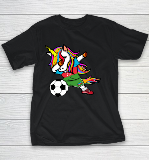 Dabbing Unicorn Azerbaijan Football Azerbaijani Flag Soccer Youth T-Shirt