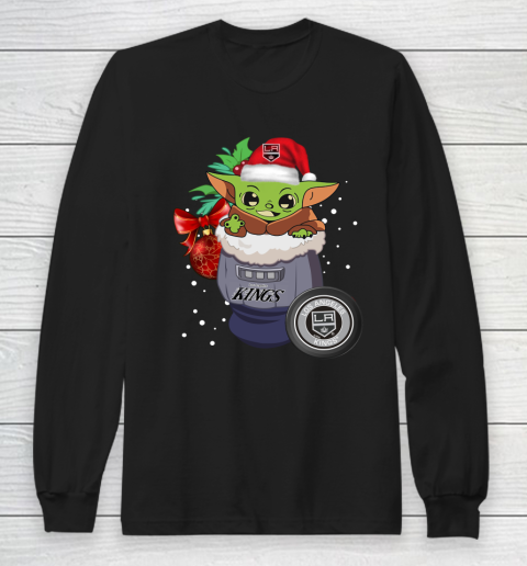 Los Angeles Kings Christmas Baby Yoda Star Wars Funny Happy NHL Long Sleeve T-Shirt