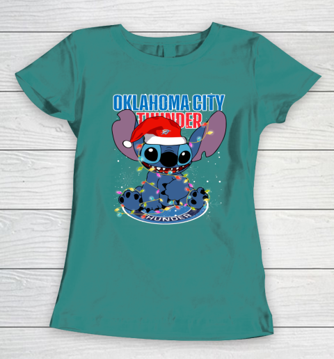 Oklahoma City Thunder NBA noel stitch Basketball Christmas Women's T-Shirt 10