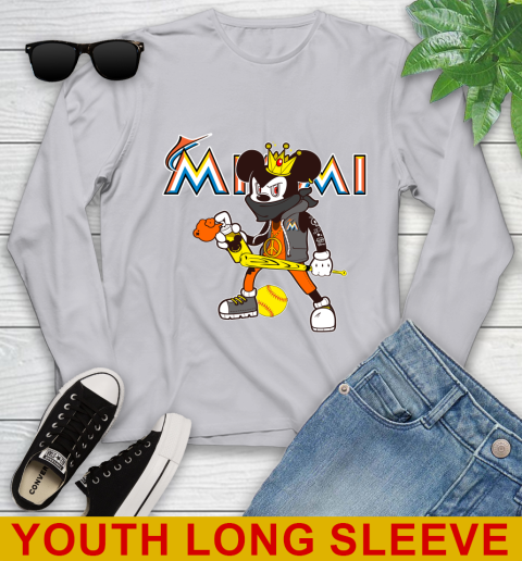 Miami Marlins MLB Baseball Mickey Peace Sign Sports Youth Long Sleeve 6