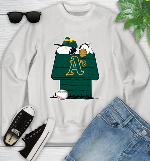 MLB Oakland Athletics Snoopy Woodstock The Peanuts Movie Baseball T Shirt Youth Sweatshirt