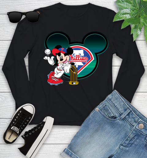 MLB Philadelphia Phillies The Commissioner's Trophy Mickey Mouse Disney Youth Long Sleeve 2