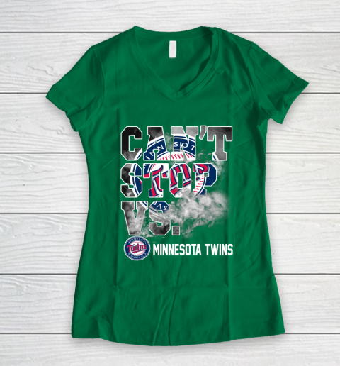 MLB Minnesota Twins Baseball Can't Stop Vs Twins Women's V-Neck T-Shirt 3