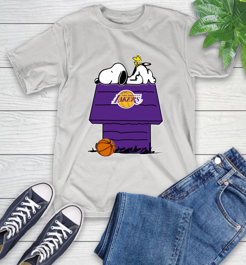 Los Angeles Lakers NBA Basketball Snoopy Woodstock The Peanuts Movie T-Shirt
