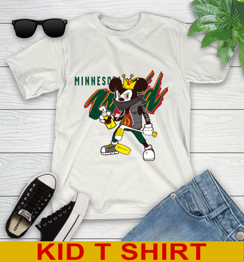 Minnesota Wild NHL Hockey Mickey Peace Sign Sports Youth T-Shirt