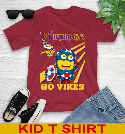 NFL Football Minnesota Vikings Captain America Marvel Avengers Minion Shirt Youth T-Shirt 12