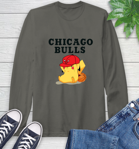 NBA Pikachu Basketball Sports Chicago Bulls Long Sleeve T-Shirt 8