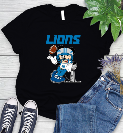 NFL Detroit Lions Mickey Mouse Disney Super Bowl Football T Shirt Women's T-Shirt 2