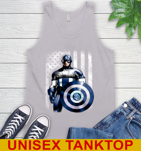 San Diego Padres MLB Baseball Captain America Marvel Avengers American Flag Shirt Tank Top 3