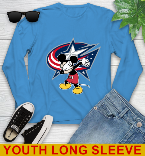 Columbus Blue Jackets NHL Hockey Dabbing Mickey Disney Sports Youth Long Sleeve 8