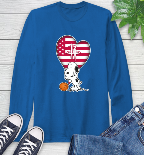 Houston Rockets NBA Basketball The Peanuts Movie Adorable Snoopy Long Sleeve T-Shirt 9
