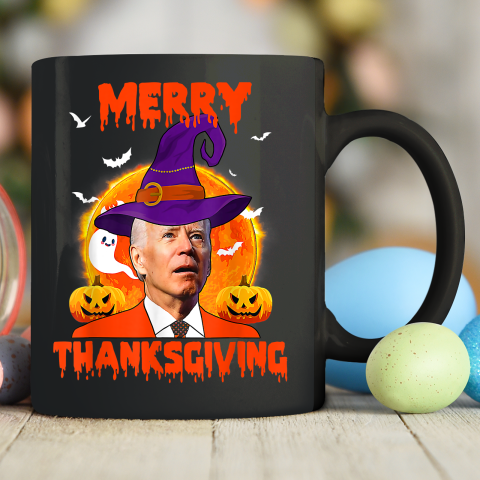 Funny Joe Biden Merry Thanksgiving Confused Happy Halloween Ceramic Mug 11oz
