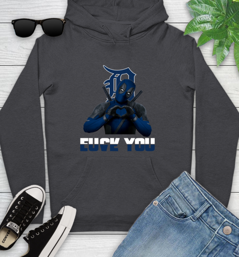 MLB Detroit Tigers Deadpool Love You Fuck You Baseball Sports Youth Hoodie 8