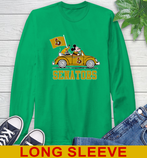 NHL Hockey Ottawa Senators Pluto Mickey Driving Disney Shirt Long Sleeve T-Shirt 7