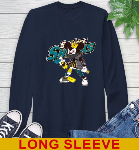 San Jose Sharks NHL Hockey Mickey Peace Sign Sports Long Sleeve T-Shirt 4