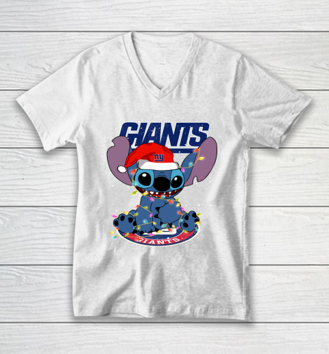 New York Giants NFL Football noel stitch Christmas V-Neck T-Shirt