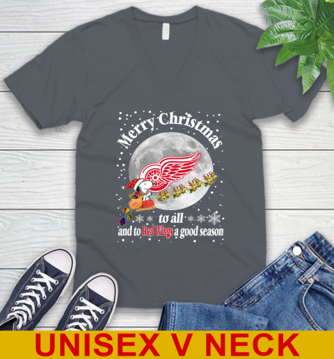 Detroit Red Wings Merry Christmas To All And To Red Wings A Good Season NHL Hockey Sports V-Neck T-Shirt 4