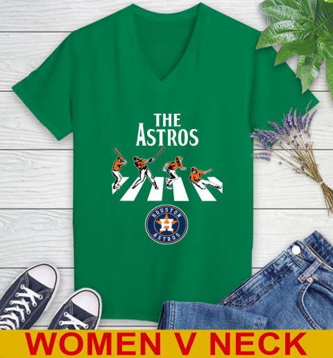 MLB Baseball Houston Astros The Beatles Rock Band Shirt Women's V-Neck T-Shirt 5