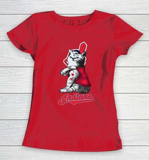 MLB Baseball My Cat Loves Cleveland Indians Women's T-Shirt 9
