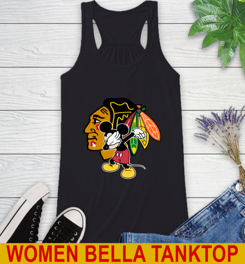 Chicago Blackhawks NHL Hockey Dabbing Mickey Disney Sports Racerback Tank 2